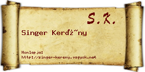 Singer Kerény névjegykártya